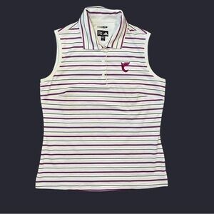 Adidas striped sleeveless polo shirt